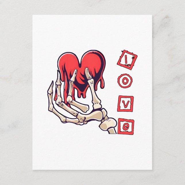 Carte D'accompagnement Symbolic Love Skeleton Main Offrant Coeur (Devant)
