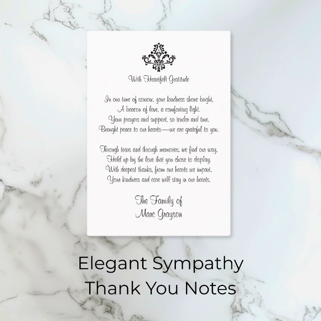 Carte D'accompagnement Sympathie élégante Notes de remerciement (Elegant Sympathy Thank You Notes)