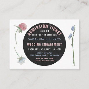 Carte D'accompagnement Tableau Noir Fleurs Sauvages, Billet d'Admission