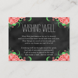 Carte D'accompagnement Tableau noir rose Floral Wishing well