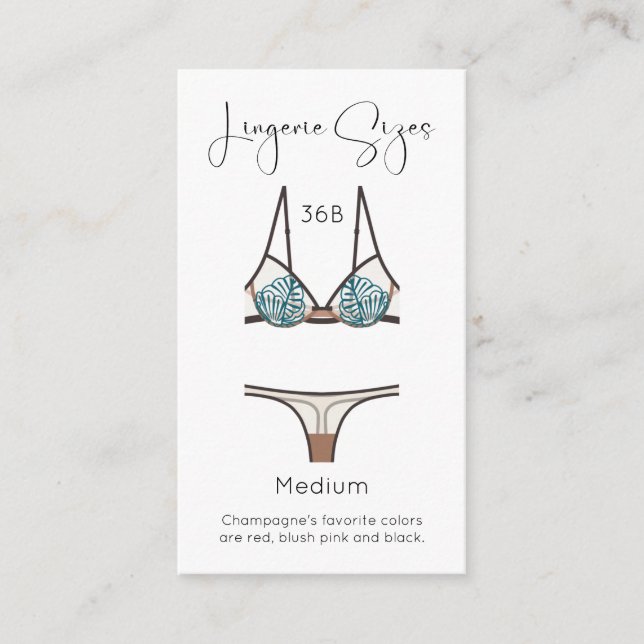 Carte D'accompagnement Taille de lingerie Fête des mariées moderne Insert (Devant)