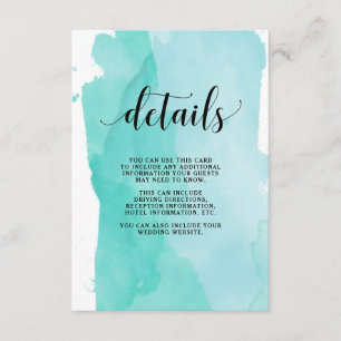 Carte D'accompagnement Tailles Abstraites turquoise Détails du client m