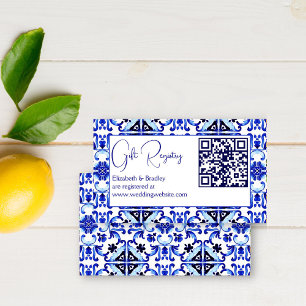 Carte D'accompagnement Talavera azulejo bleu tuiles qr registre cadeau
