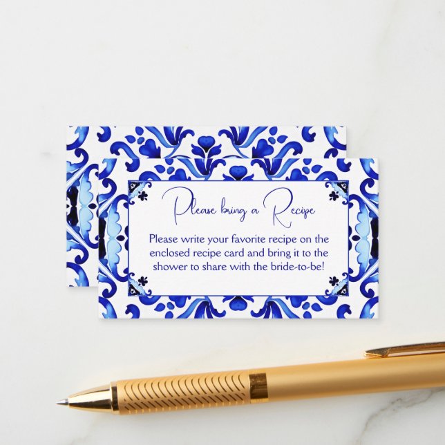 Carte D'accompagnement Talavera bleu tuiles mexicain nuptiale recette de  (Devant/Arrière en situation)