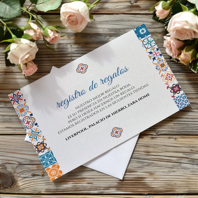 Carte D'accompagnement Talavera Colorful Floral Fiesta Spanish Wedding (Talavera Colorful Floral Fiesta Spanish Wedding Enclosure Card)