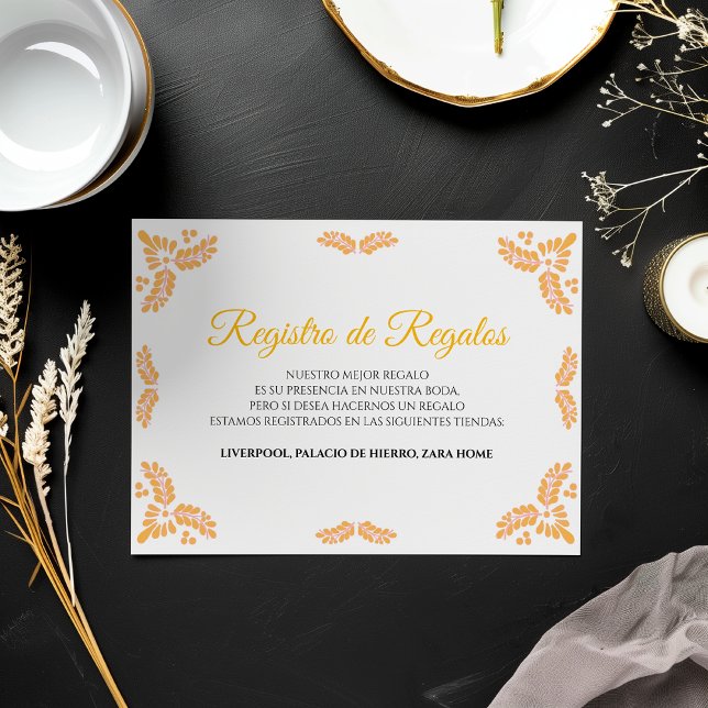 Carte D'accompagnement Talavera Yellow Floral Minimalist Spanish Wedding (Talavera Yellow Floral Minimalist Spanish Wedding Enclosure Card)