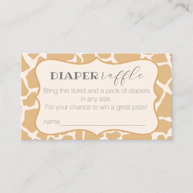 Carte D'accompagnement Tan Baby Boy Giraffe Déchets Raffle (Devant)