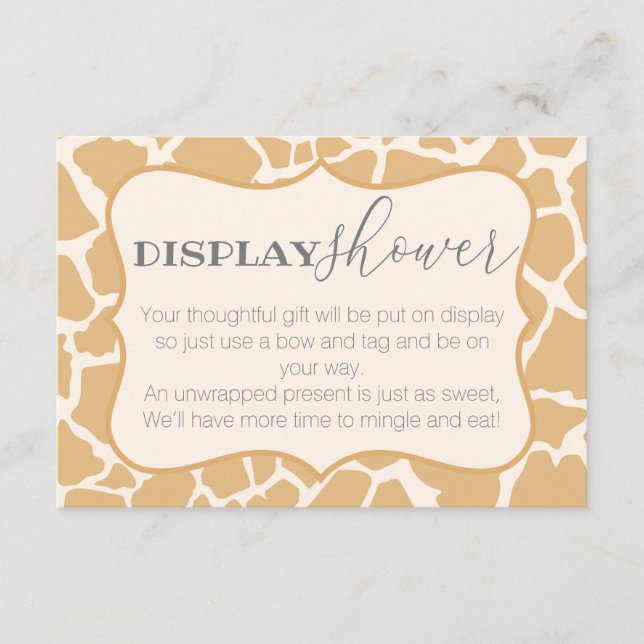 Carte D'accompagnement Tan Baby Boy Giraffe Display Douche (Devant)