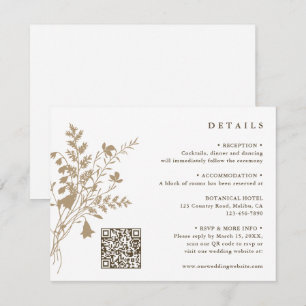 Carte D'accompagnement Tan & White Fleur sauvage Bouquet Détails du Maria