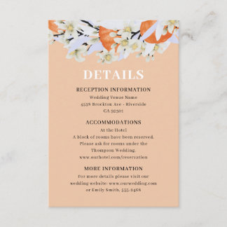 Carte D'accompagnement Tangerine Agrumes Branches florissantes Wreath Flo