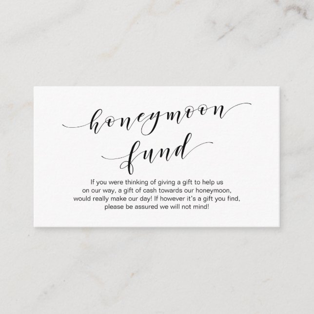 Carte D'accompagnement Tapis noir moderne, Mariage Honeymoon Fund souhait (Devant)