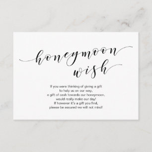Carte D'accompagnement Tapis noir moderne, Mariage Honeymoon Wish Fund