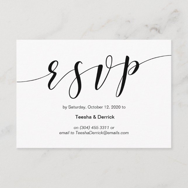 Carte D'accompagnement Tapis noir moderne, mariage RSVP (Devant)