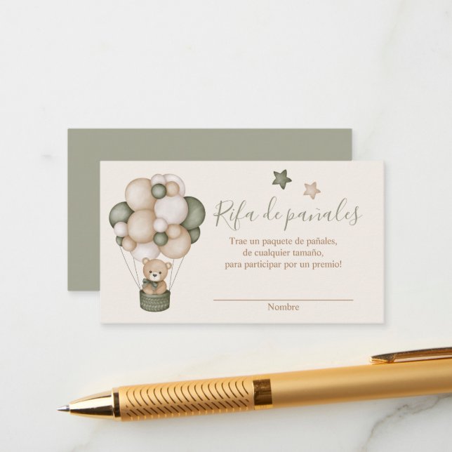 Carte D'accompagnement Tarjeta para Rifa de pañales (Devant/Arrière en situation)