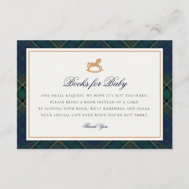 Carte D'accompagnement Tartan Plaid Rocking Horse Books for Baby Card (Devant)