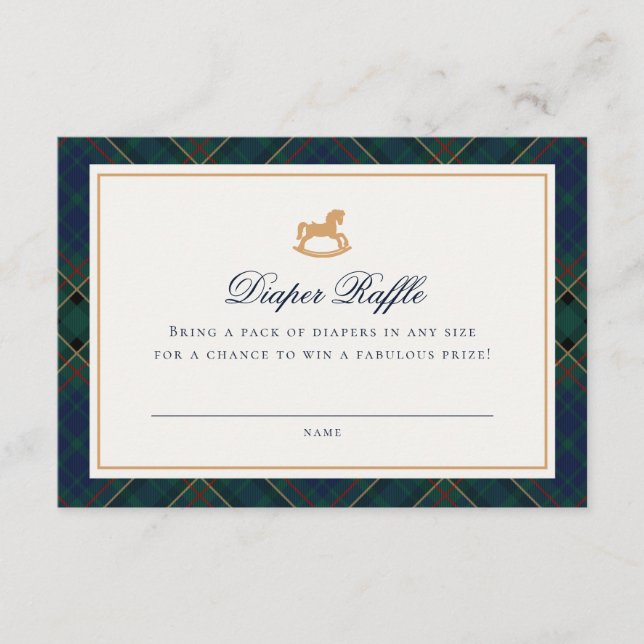 Carte D'accompagnement Tartan Plaid Rocking Horse Diaper Raffle Card (Devant)
