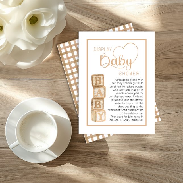 Carte D'accompagnement Taupe Display Shower Card | Unwrapped Gifts Insert (Display Baby Shower)
