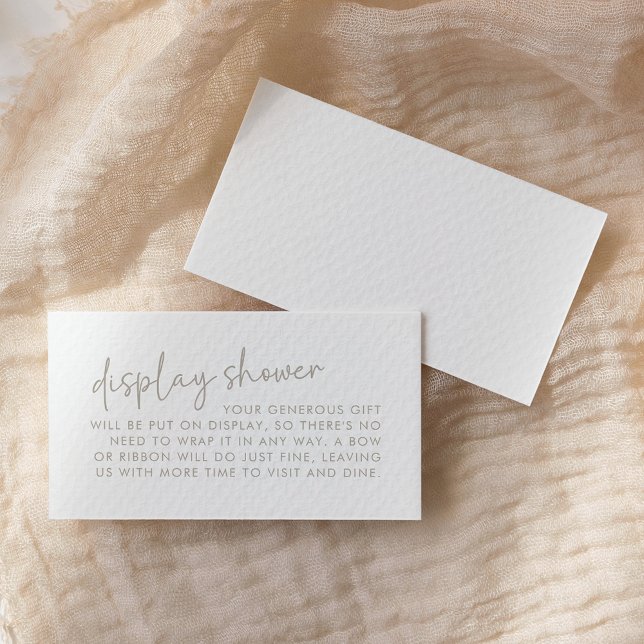 Carte D'accompagnement Taupe et blanc Script minimal Bridal Affichage dou (Créateur téléchargé)