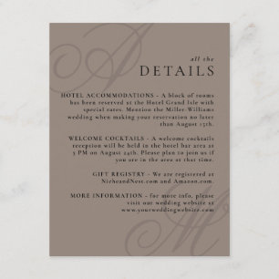 Carte D'accompagnement Taupe Moderne Edge Élégant Détails du monogramme