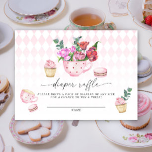 Carte D'accompagnement Tea fleur baby shower tombole de couche de