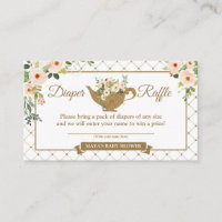 Tea Party Blanc Blush Floral Diaper Raffle Ticket