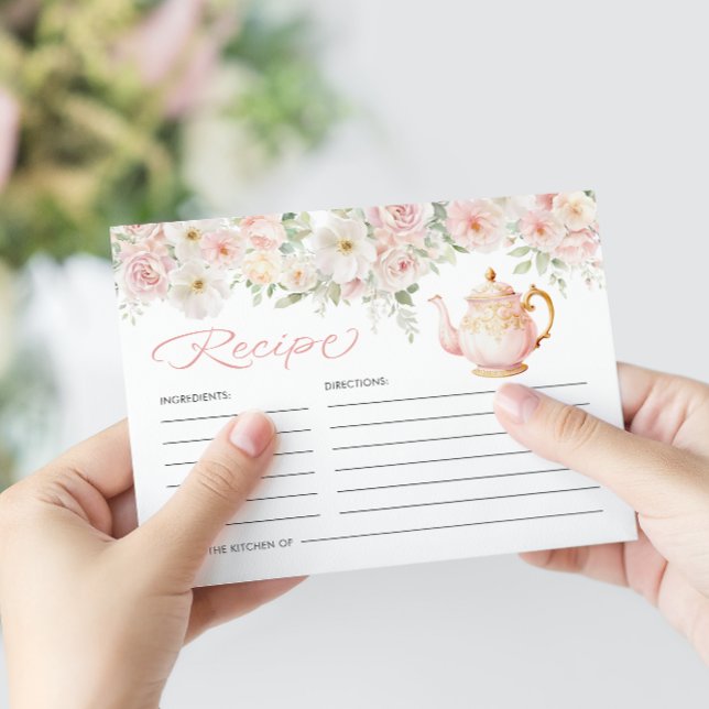 Carte D'accompagnement Tea Party Bridal Shower Recipe (Tea Party Bridal Shower Recipe Enclosure Card
)