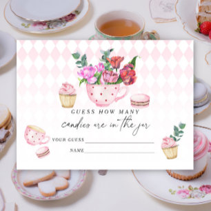 Carte D'accompagnement Tea Party devine combien de bonbons