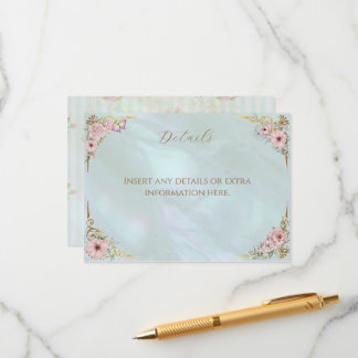 Carte D'accompagnement Tea Party Fête des mariées Aqua vintage