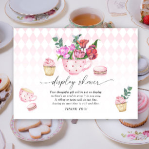 Carte D'accompagnement Tea Party Fleurs fille baby shower douche