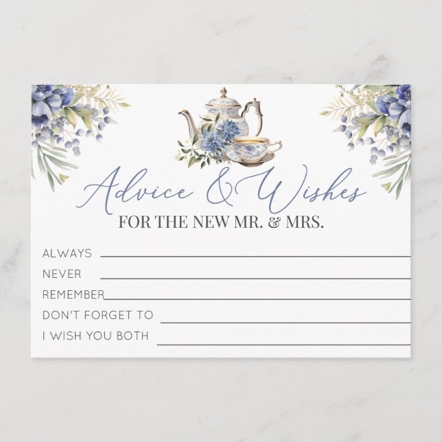 Carte D'accompagnement Tea Party Floral Fête des mariées Conseils et souh (Devant)