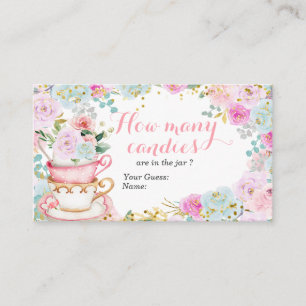 Carte D'accompagnement Tea Party Pastel Flowers Devinez Combien de bonbon