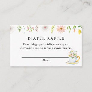 Carte D'accompagnement Tea Time Whimsical Fleur sauvage Diaper Raffle