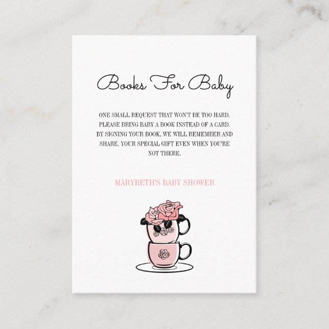 Carte D'accompagnement Teacup & Flowers Baby shower Apporter Une Demande  (Devant)