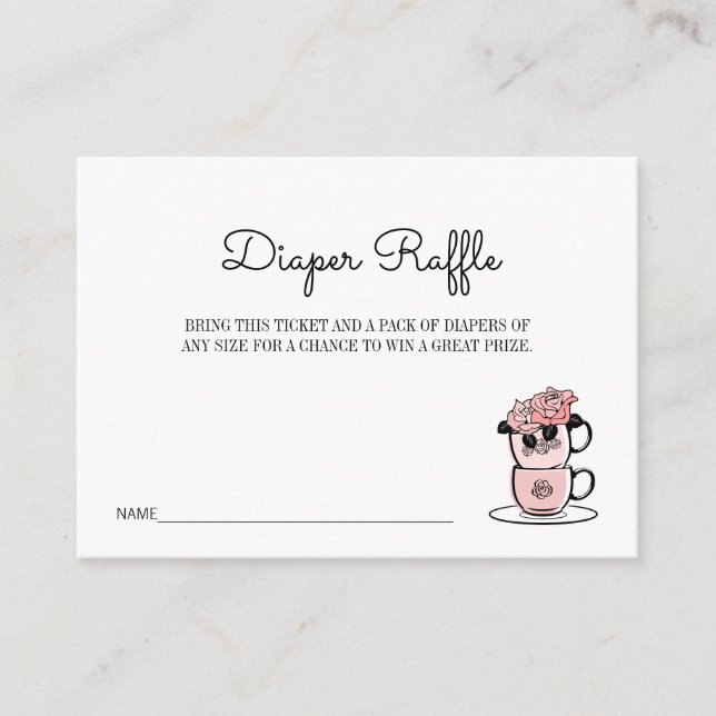 Carte D'accompagnement Teacup & Flowers Baby shower Déchets Raffle Ticket (Devant)