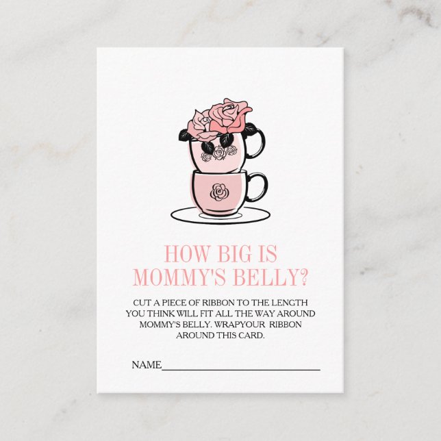 Carte D'accompagnement Teacup & Flowers Baby shower Mommy's Belly Jeu (Devant)