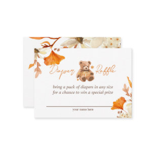 Carte D'accompagnement Teddy Bear Automne Floral Diaper Raffin