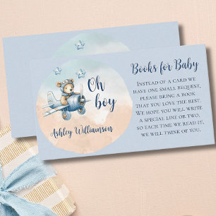 Carte D'accompagnement Teddy Bear Aviator Books for Baby shower