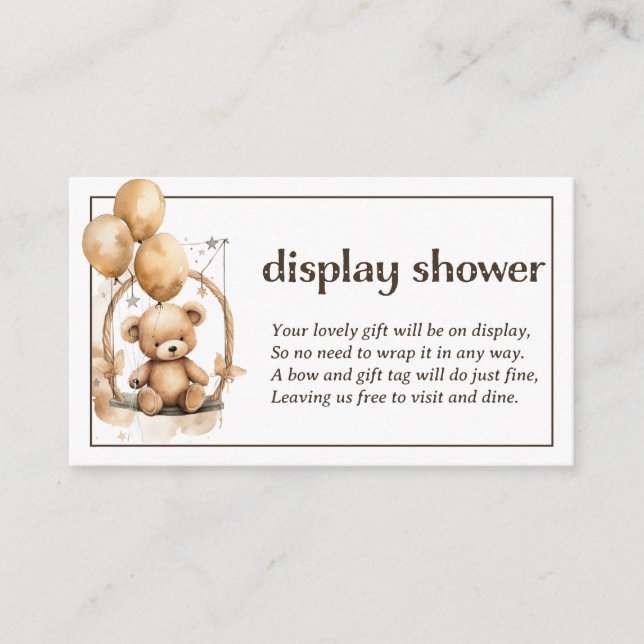 Carte D'accompagnement Teddy Bear Baby Display Douche (Devant)