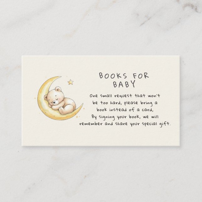 Carte D'accompagnement Teddy Bear Baby Shower Book Request (Devant)