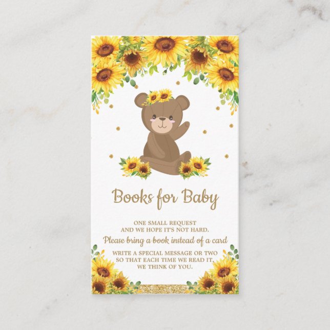 Carte D'accompagnement Teddy Bear Baby shower de tournesol Apportez un li (Devant)