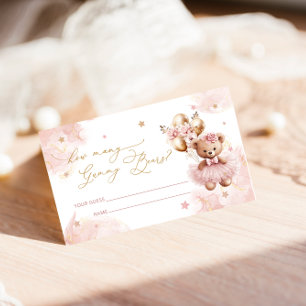 Carte D'accompagnement Teddy Bear Balloon Baby shower Guest Jeu