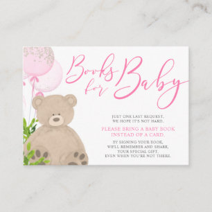 Carte D'accompagnement Teddy Bear Balloon Greenery Girl Baby Book Request