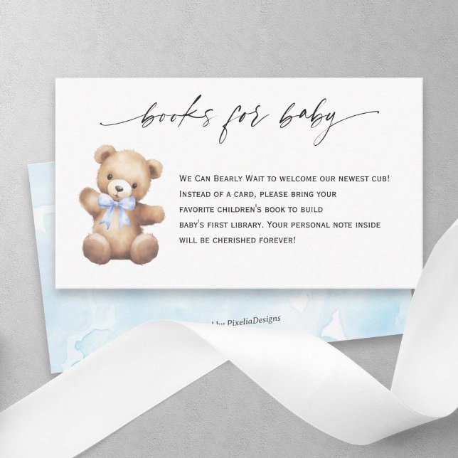 Carte D'accompagnement Teddy Bear Blue Ribbon Livres pour Baby Boy (Blue We Can Bearly Wait, Teddy Bear baby  Boy Shower Books for Baby.)