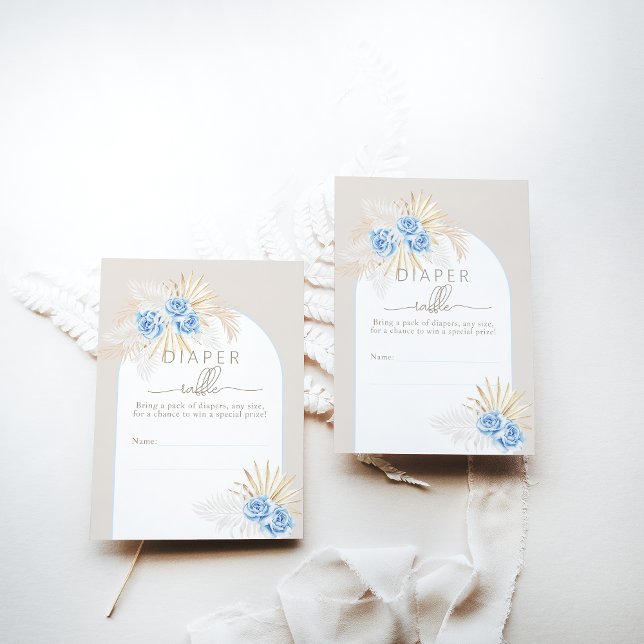 Carte D'accompagnement Teddy Bear Boho Blue Boy Baby shower Déchets Raffl (Créateur téléchargé)