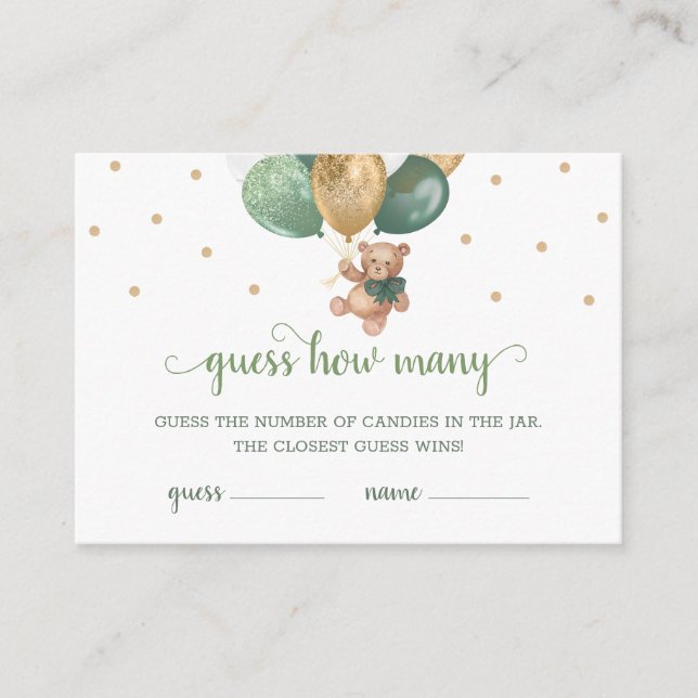 Carte D'accompagnement Teddy Bear Devine Combien De Candies Jeu Baby show (Devant)