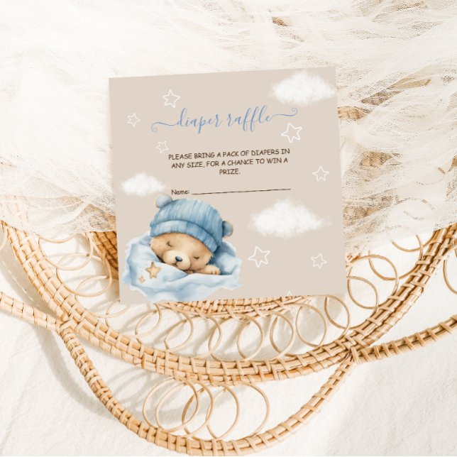 Carte D'accompagnement Teddy Bear Diaper Raffle Baby Boy Douche (Créateur téléchargé)