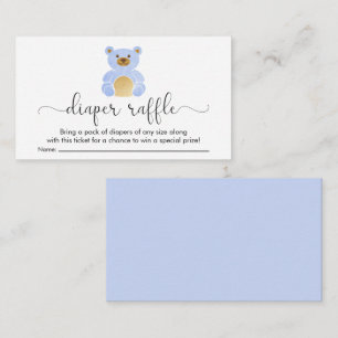 Carte D'accompagnement Teddy Bear Diaper Raffle Boy Baby shower