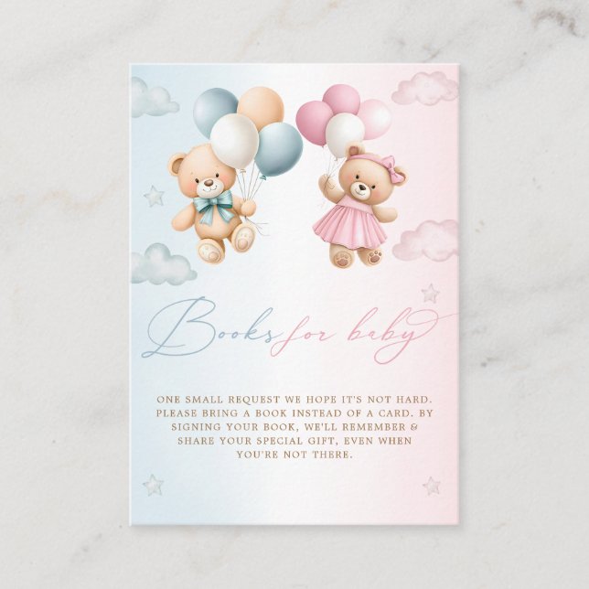Carte D'accompagnement Teddy Bear Gender Reveal Book Request (Devant)