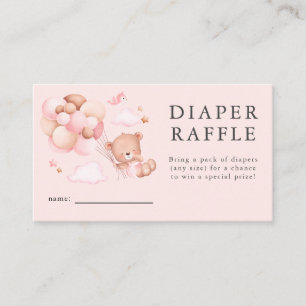 Carte D'accompagnement Teddy Bear Girl Baby shower Déchets Raffle Ticket