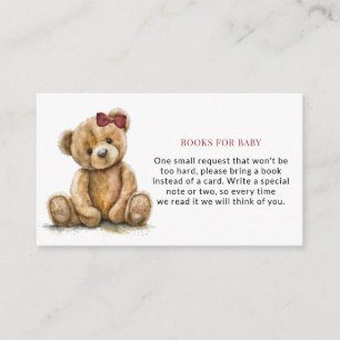 Carte D'accompagnement Teddy Bear Girl Baby shower Livres Pour Bébé